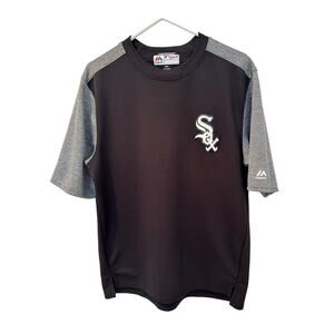 Majestic White SOX Authentic black short sleeve jersey, thermaBase mens M UEC